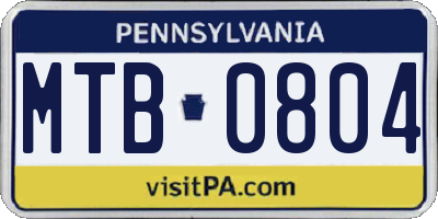 PA license plate MTB0804