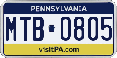 PA license plate MTB0805