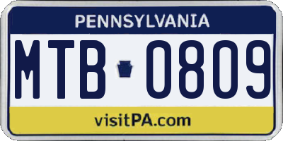 PA license plate MTB0809