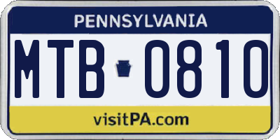 PA license plate MTB0810