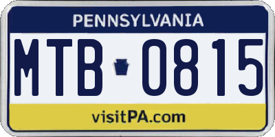 PA license plate MTB0815