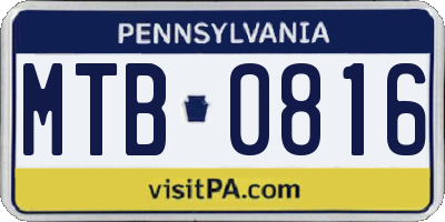 PA license plate MTB0816