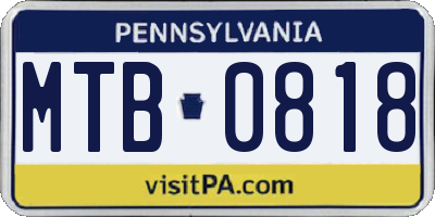 PA license plate MTB0818