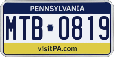 PA license plate MTB0819