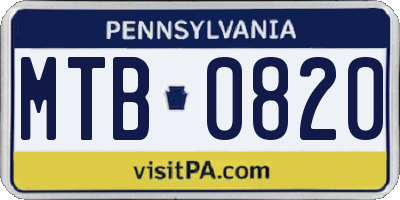 PA license plate MTB0820