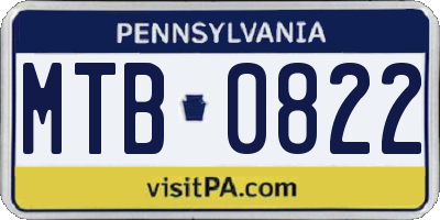 PA license plate MTB0822