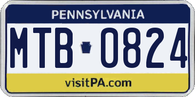 PA license plate MTB0824