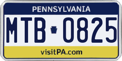 PA license plate MTB0825
