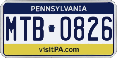 PA license plate MTB0826