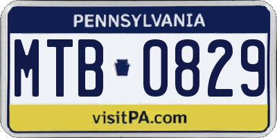 PA license plate MTB0829