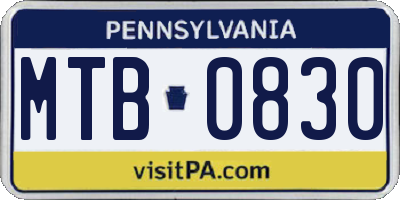 PA license plate MTB0830