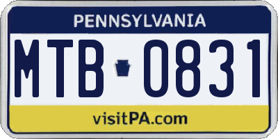 PA license plate MTB0831