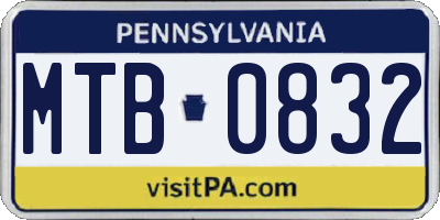 PA license plate MTB0832