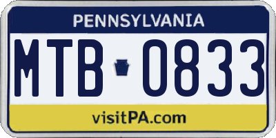 PA license plate MTB0833