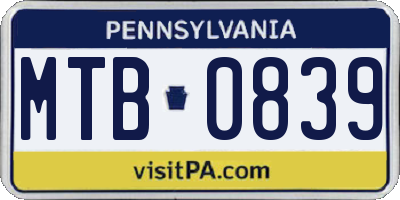 PA license plate MTB0839