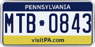 PA license plate MTB0843