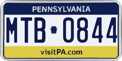 PA license plate MTB0844