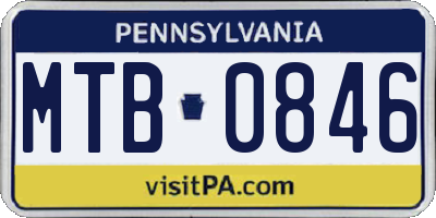 PA license plate MTB0846