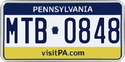 PA license plate MTB0848