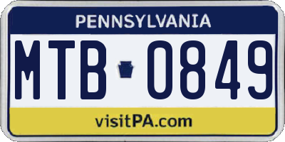 PA license plate MTB0849