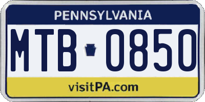 PA license plate MTB0850