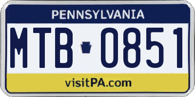 PA license plate MTB0851