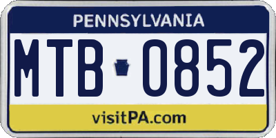 PA license plate MTB0852
