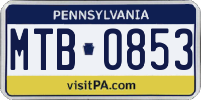 PA license plate MTB0853