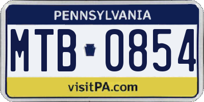 PA license plate MTB0854