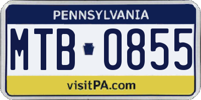 PA license plate MTB0855