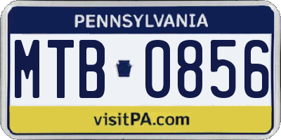PA license plate MTB0856