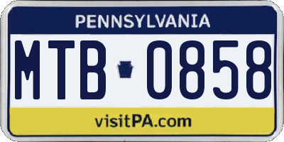 PA license plate MTB0858