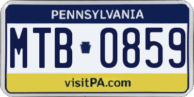 PA license plate MTB0859