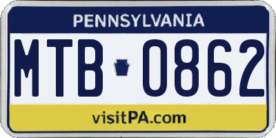 PA license plate MTB0862