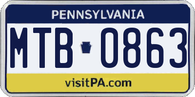 PA license plate MTB0863