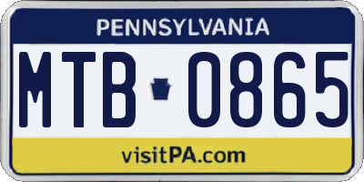 PA license plate MTB0865