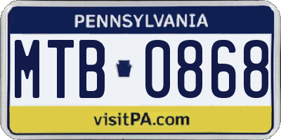 PA license plate MTB0868