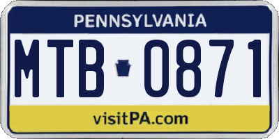 PA license plate MTB0871