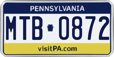 PA license plate MTB0872