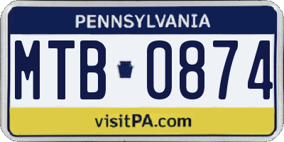 PA license plate MTB0874