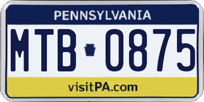 PA license plate MTB0875