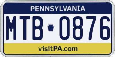 PA license plate MTB0876