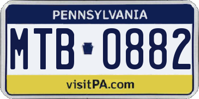 PA license plate MTB0882