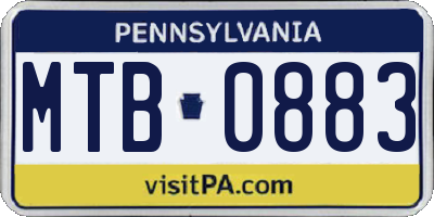 PA license plate MTB0883