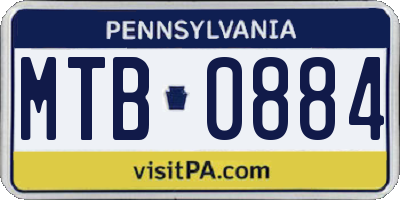 PA license plate MTB0884