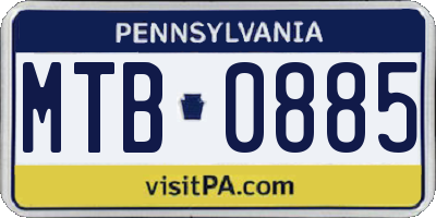 PA license plate MTB0885
