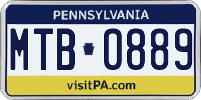 PA license plate MTB0889