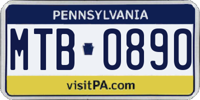 PA license plate MTB0890