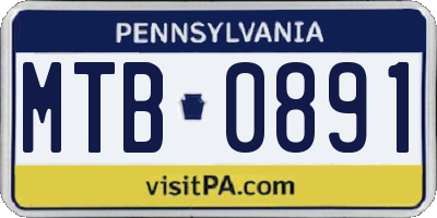 PA license plate MTB0891