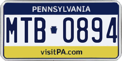 PA license plate MTB0894